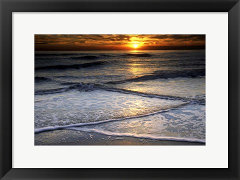 Framed Sunset Reflection On Beach, Cape May NJ Print