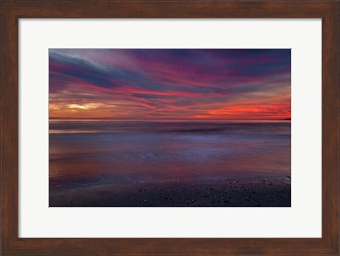 Framed Purple-Colored Sunrise On Ocean Shore, Cape May NJ Print