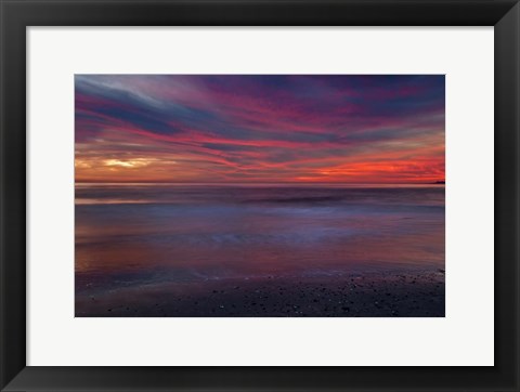 Framed Purple-Colored Sunrise On Ocean Shore, Cape May NJ Print