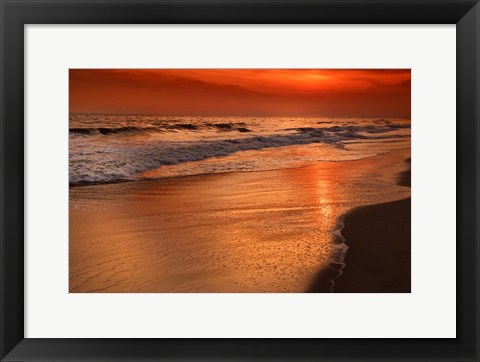 Framed Sunset Reflections Off Clouds And Ocean Shore, Cape May NJ Print