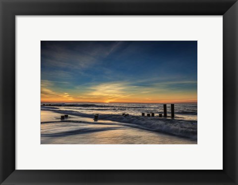 Framed Sunrise On Winter Shoreline 2, Cape May National Seashore, NJ Print