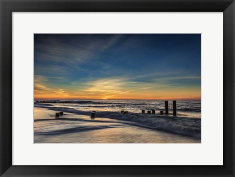 Framed Sunrise On Winter Shoreline 2, Cape May National Seashore, NJ Print