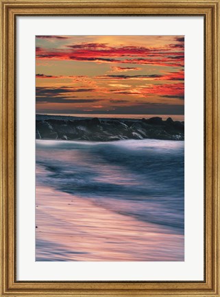 Framed Sunrise On Winter Shoreline 5, Cape May National Seashore, NJ Print