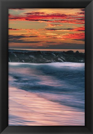 Framed Sunrise On Winter Shoreline 5, Cape May National Seashore, NJ Print