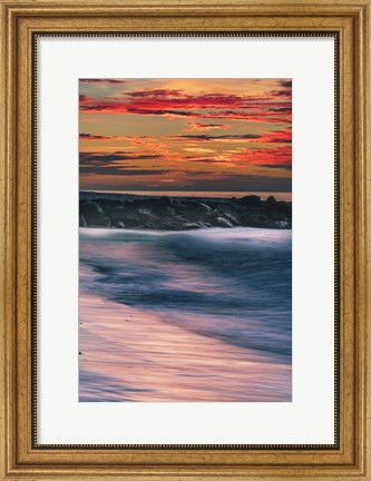 Framed Sunrise On Winter Shoreline 5, Cape May National Seashore, NJ Print