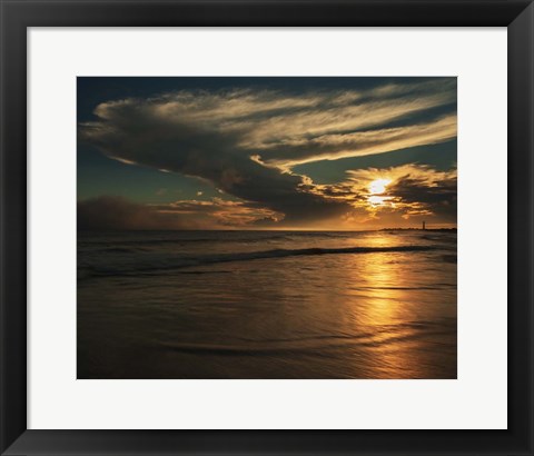 Framed Sunrise On Ocean Shore 4, Cape May National Seashore, NJ Print