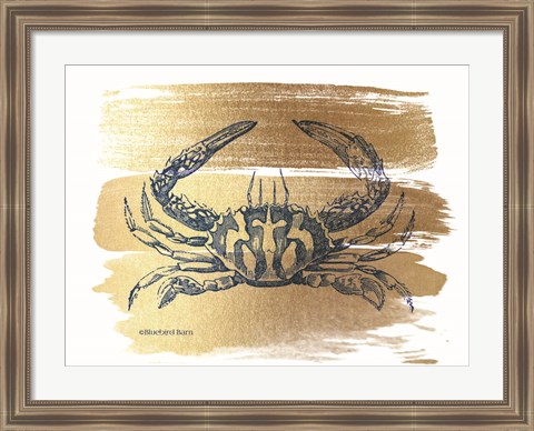 Framed Brushed Gold Crab Print