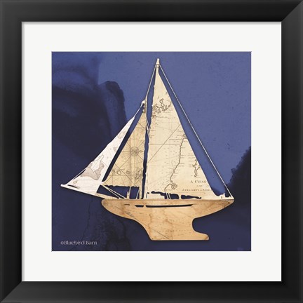 Framed Sailboat Blue I Print