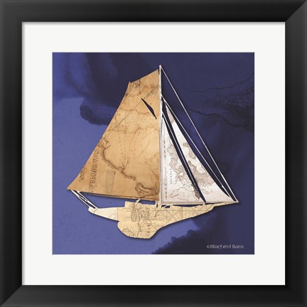 Framed Sailboat Blue IV Print