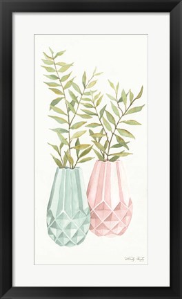 Framed Pastel Geometric Vase I Print