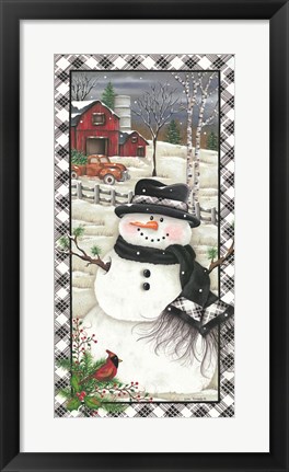 Framed Rusty Truck Snowman Print