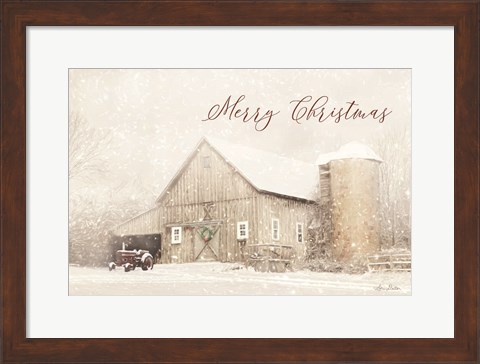 Framed Merry Christmas Farm Print