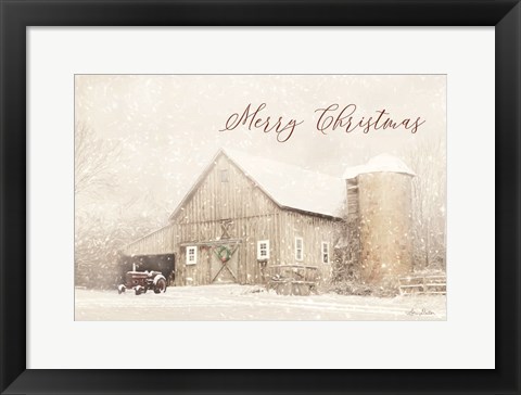 Framed Merry Christmas Farm Print