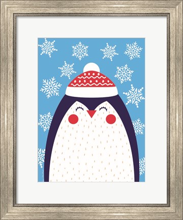 Framed Snowflake Penguin Print