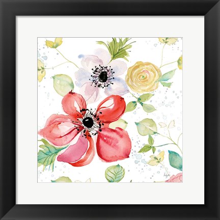 Framed Spray of Anemones II Print