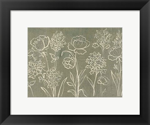 Framed Sage Floral I Crop Print