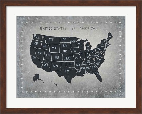 Framed Riveting USA Map Print