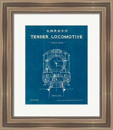 Framed Locomotive Blueprint II Print