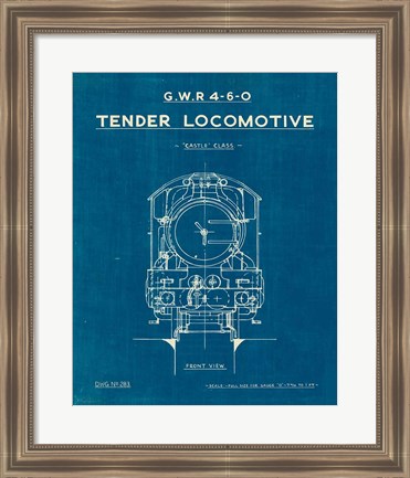 Framed Locomotive Blueprint II Print