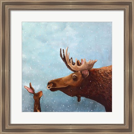 Framed Moose and Rabbit Print