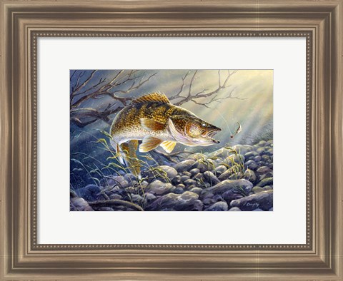 Framed Break Line Walleye Print