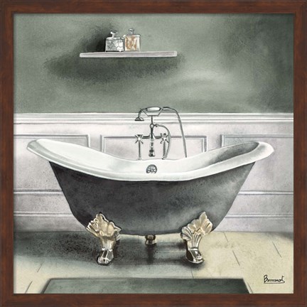 Framed Smoky Gray Bath I Print