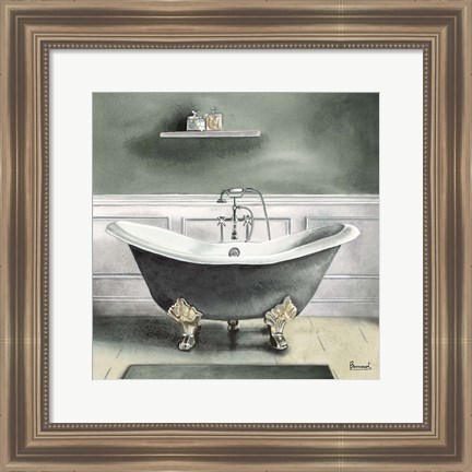 Framed Smoky Gray Bath I Print