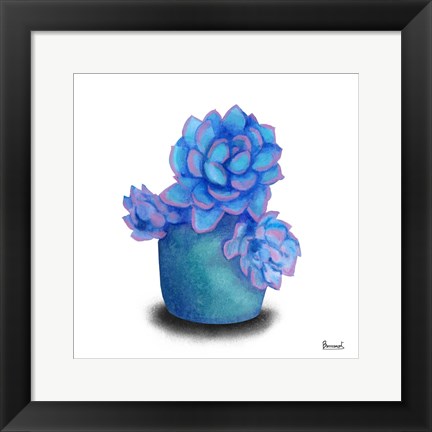 Framed Turquoise Succulents I Print