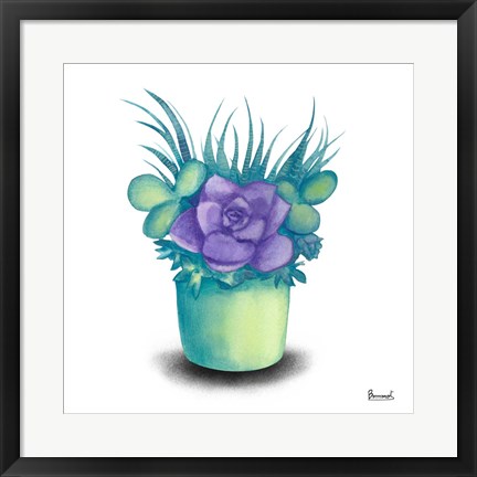 Framed Turquoise Succulents III Print