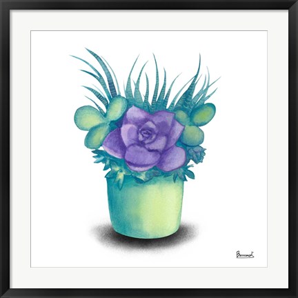 Framed Turquoise Succulents III Print