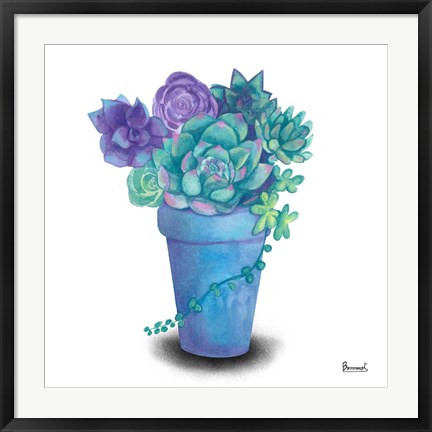 Framed Turquoise Succulents IV Print