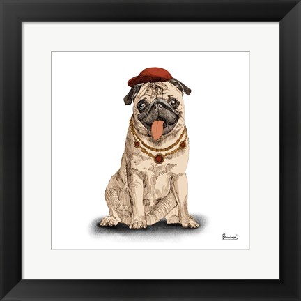 Framed Pugs in Hats I Print