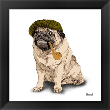 Framed Pugs in Hats II Print