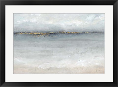 Framed Serene Sea Grey Gold Landscape Print