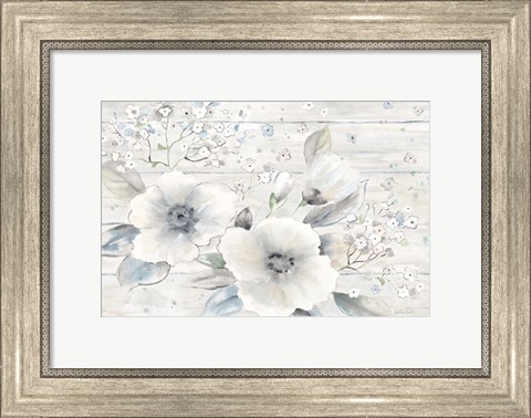 Framed Vintage Bouquet on Wood landscape Print