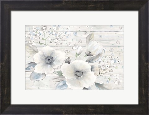 Framed Vintage Bouquet on Wood landscape Print