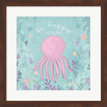 Framed Mermaid and Octopus II Print