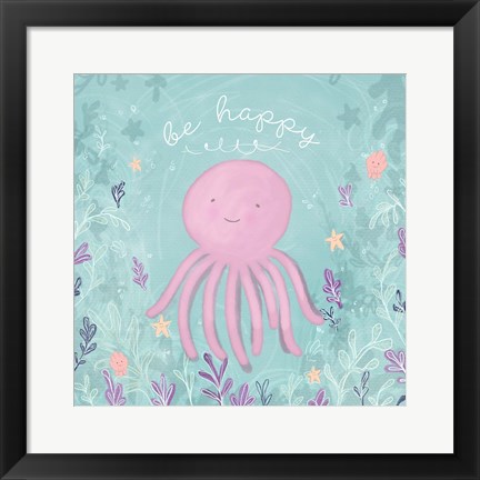 Framed Mermaid and Octopus II Print