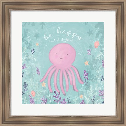 Framed Mermaid and Octopus II Print