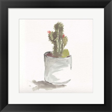 Framed Watercolor Cactus Still Life II Print