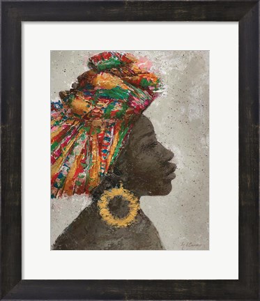 Framed Portrait of a Woman I (gold hoop) Print