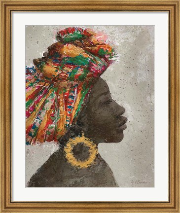 Framed Portrait of a Woman I (gold hoop) Print