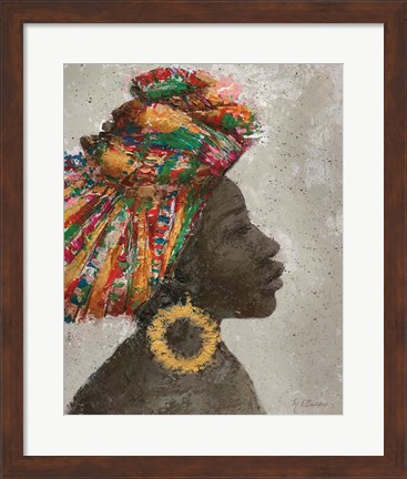 Framed Portrait of a Woman I (gold hoop) Print