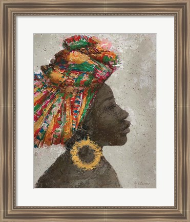 Framed Portrait of a Woman I (gold hoop) Print