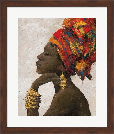 Framed Portrait of a Woman II (gold bracelets) Print