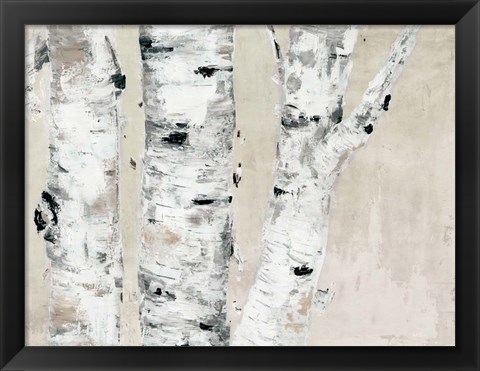 Framed Birch Tree Close Up Neutral Print