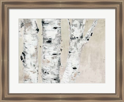 Framed Birch Tree Close Up Neutral Print