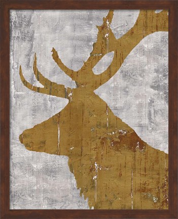 Framed Rustic Lodge Animals Deer on Grey Print