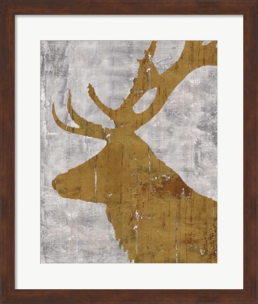 Framed Rustic Lodge Animals Deer on Grey Print