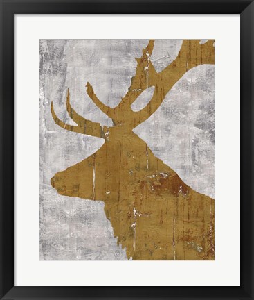 Framed Rustic Lodge Animals Deer on Grey Print